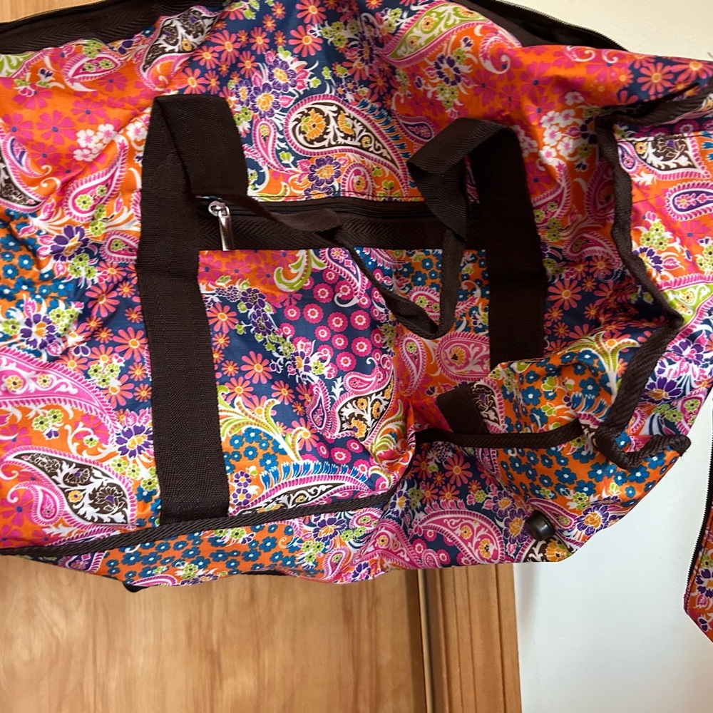 New Paisley bright colorful flowers duffle bag gym bag NWT